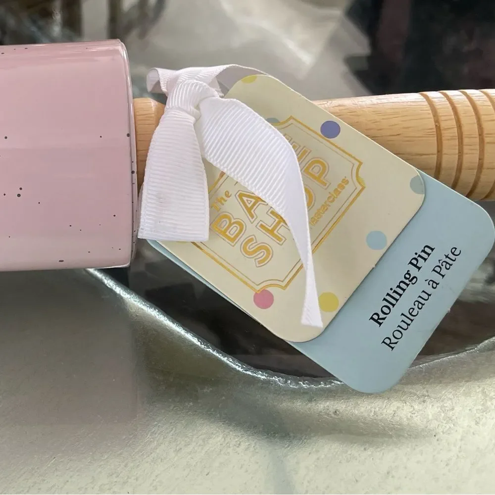 Pink Rolling Pin with Wooden Handles